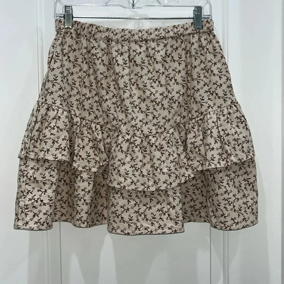 NWT Madewell Flannel Cream Pull-On Floral Tiered Mini Skirt Sz S - Picture 9 of 9